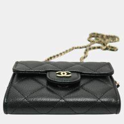 Chanel Black Caviar Leather Coin Purse on Chain