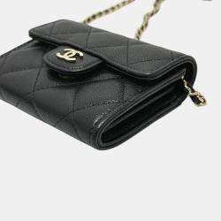 Chanel Black Caviar Leather Coin Purse on Chain
