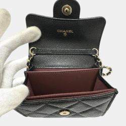 Chanel Black Caviar Leather Coin Purse on Chain