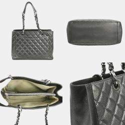 Pre Owned Chanel Metallic Gray Caviar Leather GST Shoulder Bag