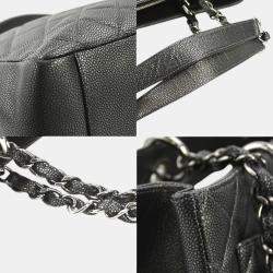 Pre Owned Chanel Metallic Gray Caviar Leather GST Shoulder Bag