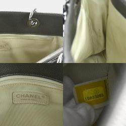 Pre Owned Chanel Metallic Gray Caviar Leather GST Shoulder Bag
