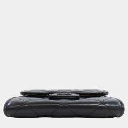 Chanel Black Lambskin Leather Chain Bi-Fold Wallet