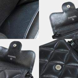 Chanel Black Lambskin Leather Chain Bi-Fold Wallet