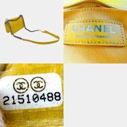 Pre Owned Chanel Yellow Velvet Boy Chain Shoulder Bag