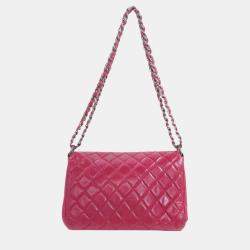 Pre Owned Chanel Red Calfskin Leather Boy Chain Shoulder Bag