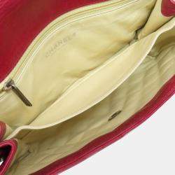 Pre Owned Chanel Red Calfskin Leather Boy Chain Shoulder Bag