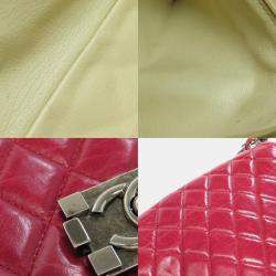 Pre Owned Chanel Red Calfskin Leather Boy Chain Shoulder Bag