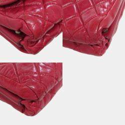 Pre Owned Chanel Red Calfskin Leather Boy Chain Shoulder Bag
