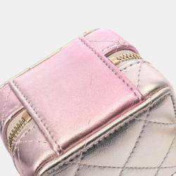 Chanel Silver Pink Leather Chain Shoulder Bag
