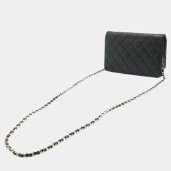 Chanel Black Leather Cambon Line Chain Wallet