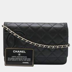 Chanel Black Leather Cambon Line Chain Wallet