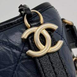 Chanel Navy Blue Leather Gabrielle Small Hobo Bag