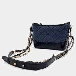 Chanel Navy Blue Leather Gabrielle Small Hobo Bag