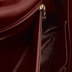 Chanel Burgundy Surpique Chevron Leather Medium Single Flap Bag