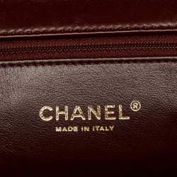Chanel Burgundy Surpique Chevron Leather Medium Single Flap Bag
