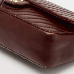 Chanel Burgundy Surpique Chevron Leather Medium Single Flap Bag