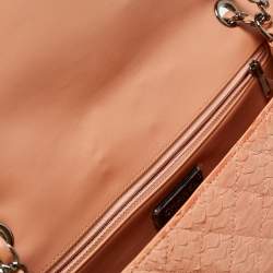 Pre Owned Chanel Peach Python Envelope Flap Bag