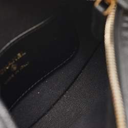 Pre Owned Chanel Black Quilted Shiny Caviar Leather Bow Pouch