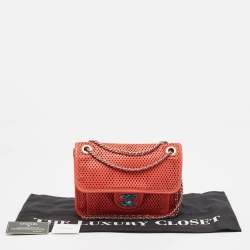 Pre Owned Chanel Red Perforated Leather Small Up In The Air Flap Bag