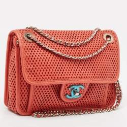 Pre Owned Chanel Red Perforated Leather Small Up In The Air Flap Bag