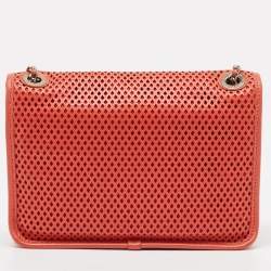 Pre Owned Chanel Red Perforated Leather Small Up In The Air Flap Bag
