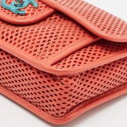 Pre Owned Chanel Red Perforated Leather Small Up In The Air Flap Bag