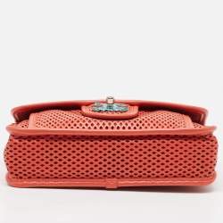 Pre Owned Chanel Red Perforated Leather Small Up In The Air Flap Bag