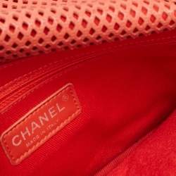Pre Owned Chanel Red Perforated Leather Small Up In The Air Flap Bag