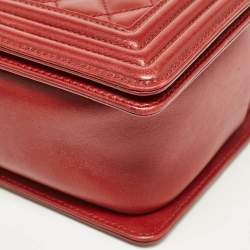Chanel Red Quilted Leather Medium Boy Flap Bag