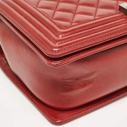 Chanel Red Quilted Leather Medium Boy Flap Bag