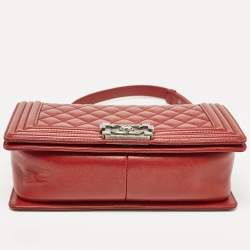 Chanel Red Quilted Leather Medium Boy Flap Bag