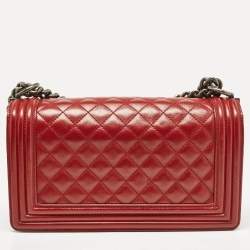Chanel Red Quilted Leather Medium Boy Flap Bag