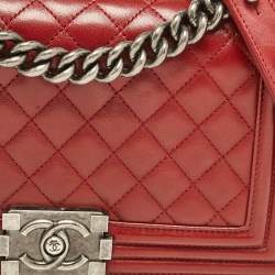 Chanel Red Quilted Leather Medium Boy Flap Bag
