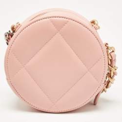 Chanel Pink Quilted Leather 19 Round Crossbody Bag