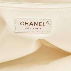 Chanel Tan/Cream Canvas Large Pearl Deauville Shopper Tote