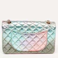 Pre Owned Chanel Rainbow Quilted Leather Reissue 2.55 Classic 225 Flap Bag