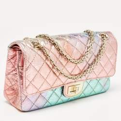 Pre Owned Chanel Rainbow Quilted Leather Reissue 2.55 Classic 225 Flap Bag