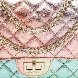 Pre Owned Chanel Rainbow Quilted Leather Reissue 2.55 Classic 225 Flap Bag