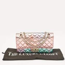 Pre Owned Chanel Rainbow Quilted Leather Reissue 2.55 Classic 225 Flap Bag