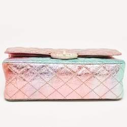 Pre Owned Chanel Rainbow Quilted Leather Reissue 2.55 Classic 225 Flap Bag