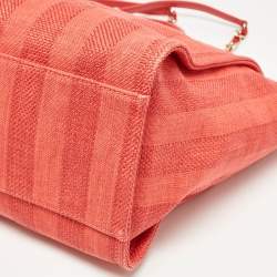 Chanel Red Raffia Striped Large Deauville Shopper Tote