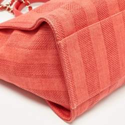 Chanel Red Raffia Striped Large Deauville Shopper Tote