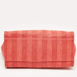Chanel Red Raffia Striped Large Deauville Shopper Tote
