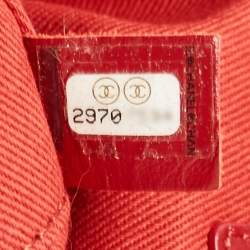 Chanel Red Raffia Striped Large Deauville Shopper Tote