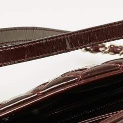 Pre Owned Chanel Burgundy Quilted Patent Leather Medium Just Mademoiselle Bowler Bag