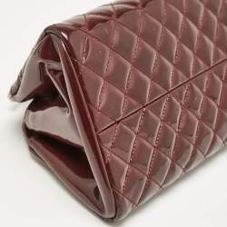 Pre Owned Chanel Burgundy Quilted Patent Leather Medium Just Mademoiselle Bowler Bag