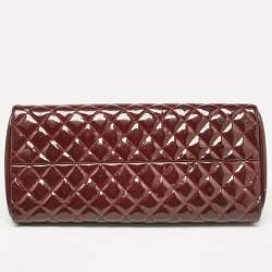 Pre Owned Chanel Burgundy Quilted Patent Leather Medium Just Mademoiselle Bowler Bag