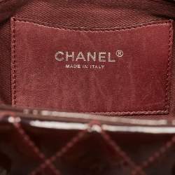 Pre Owned Chanel Burgundy Quilted Patent Leather Medium Just Mademoiselle Bowler Bag