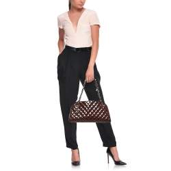 Pre Owned Chanel Burgundy Quilted Patent Leather Medium Just Mademoiselle Bowler Bag